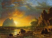Albert Bierstadt Sunset on the Coast Sweden oil painting artist